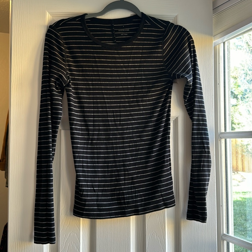 Everlane stripped ribbed long sleeve top